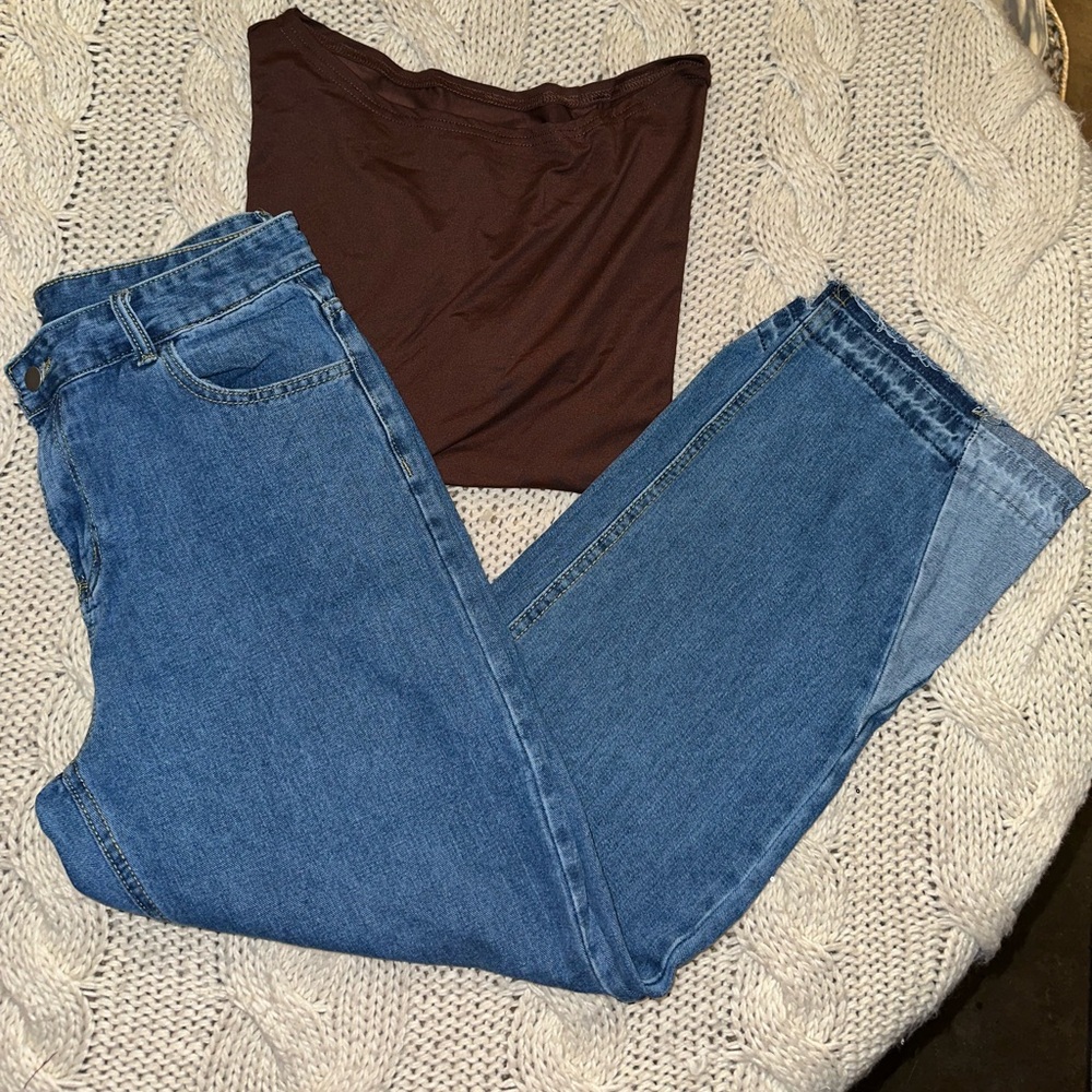 Blue Jeans‎ and Brown Top Set bundle M/L